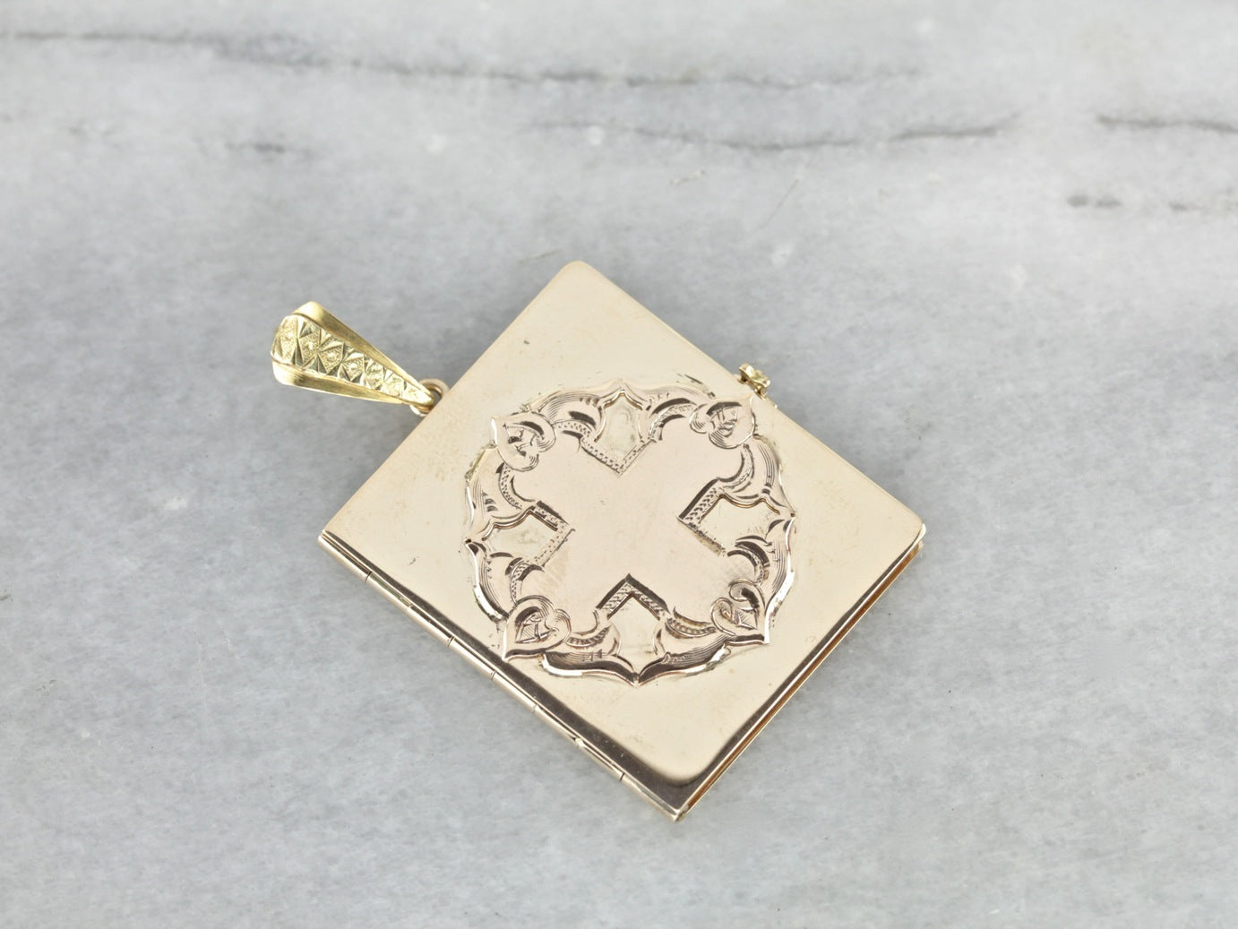 Vintage Gold Engraved Bible Locket