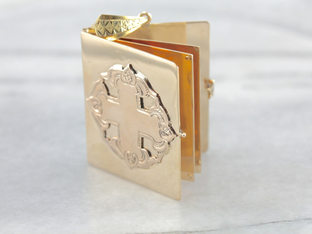 Vintage Gold Engraved Bible Locket