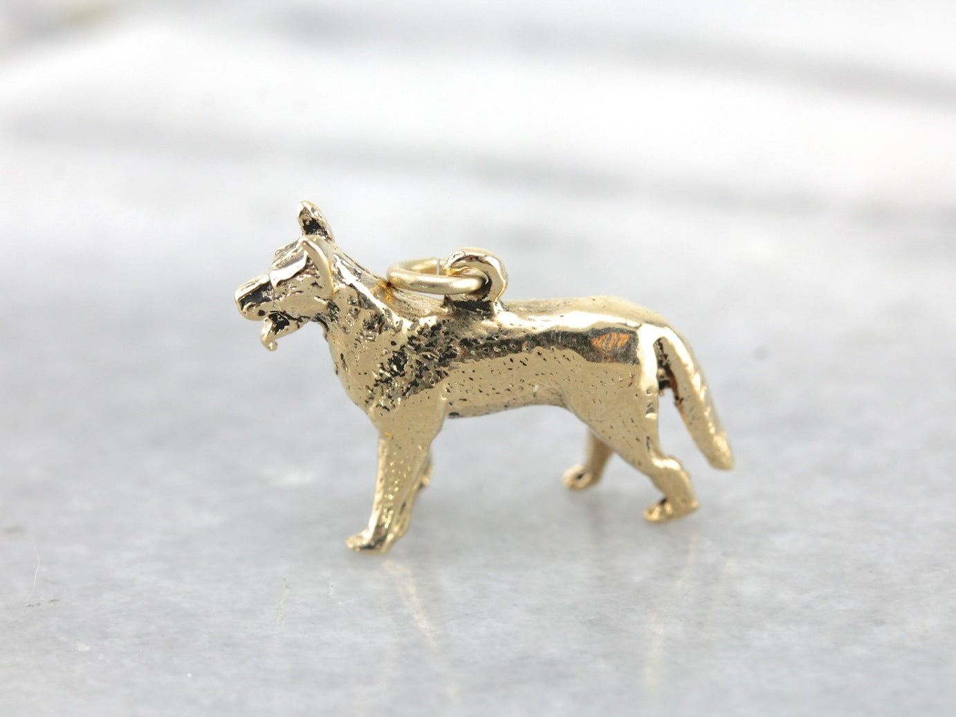 German Shepherd Dog Gold Charm Pendant