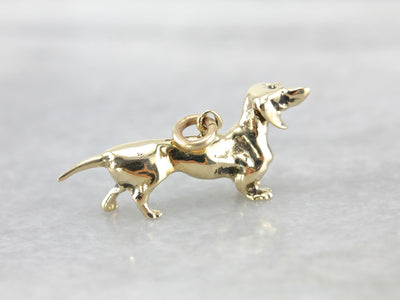 Dachshund Dog Gold Charm Pendant
