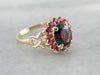 Fantastic Purple Spinal Cocktail Ring, Spinel and Ruby Halo Statement Ring, Retrofitted Victorian Details