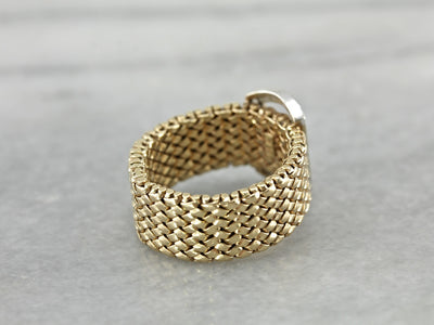 Wide Chain Link Band with Diamond Studded Buckle