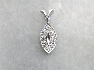 Diamond Encrusted White Gold Petal Pendant
