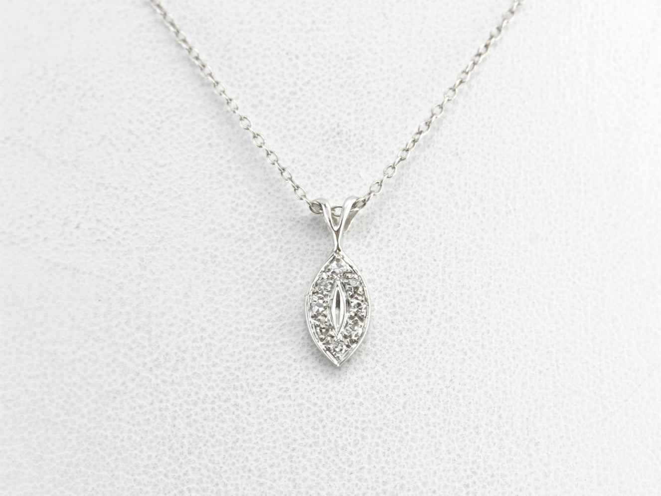 Diamond Encrusted White Gold Petal Pendant