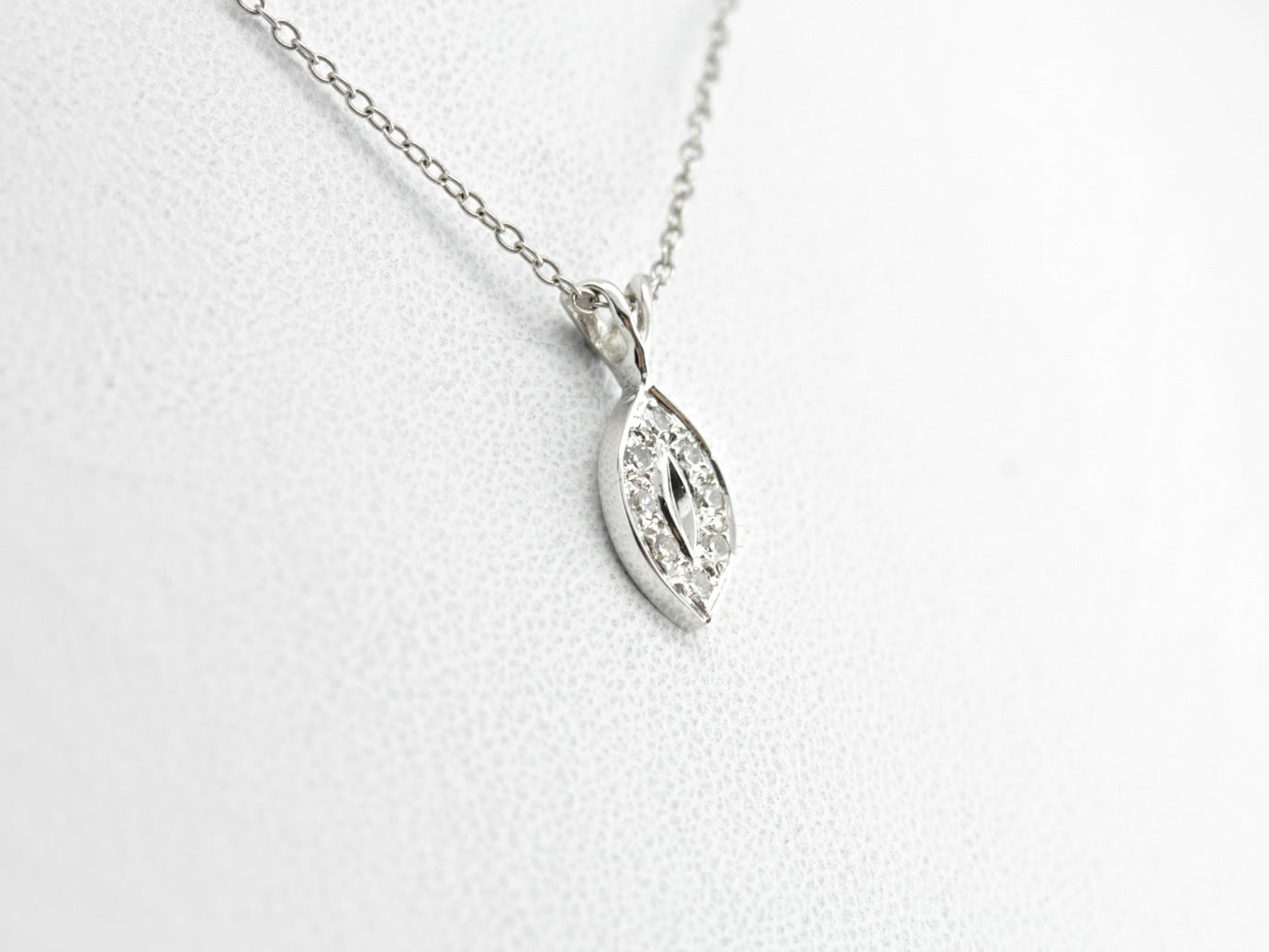 Diamond Encrusted White Gold Petal Pendant