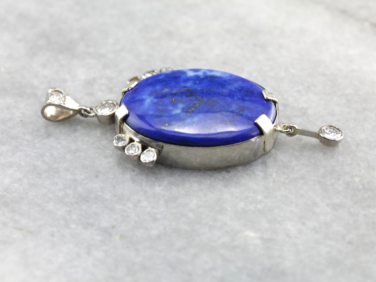 Colgante de lapislázuli azul real con detalles de diamantes