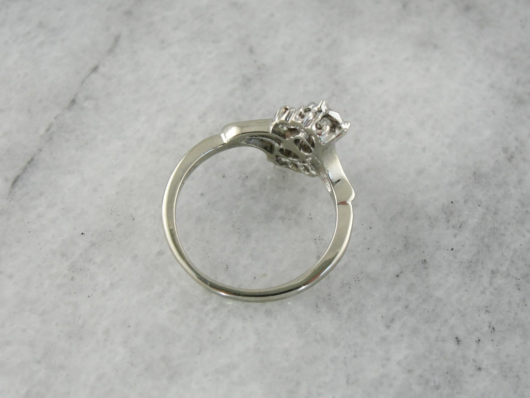 Vintage Double Diamond Bypass Cocktail Ring