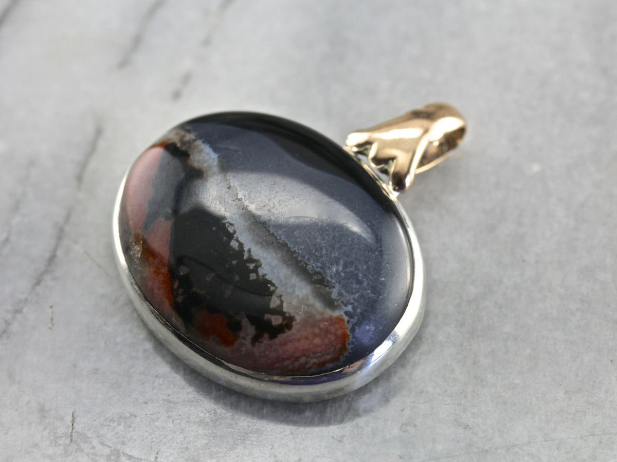 Carnelian Moss Agate Large Gemstone Pendant