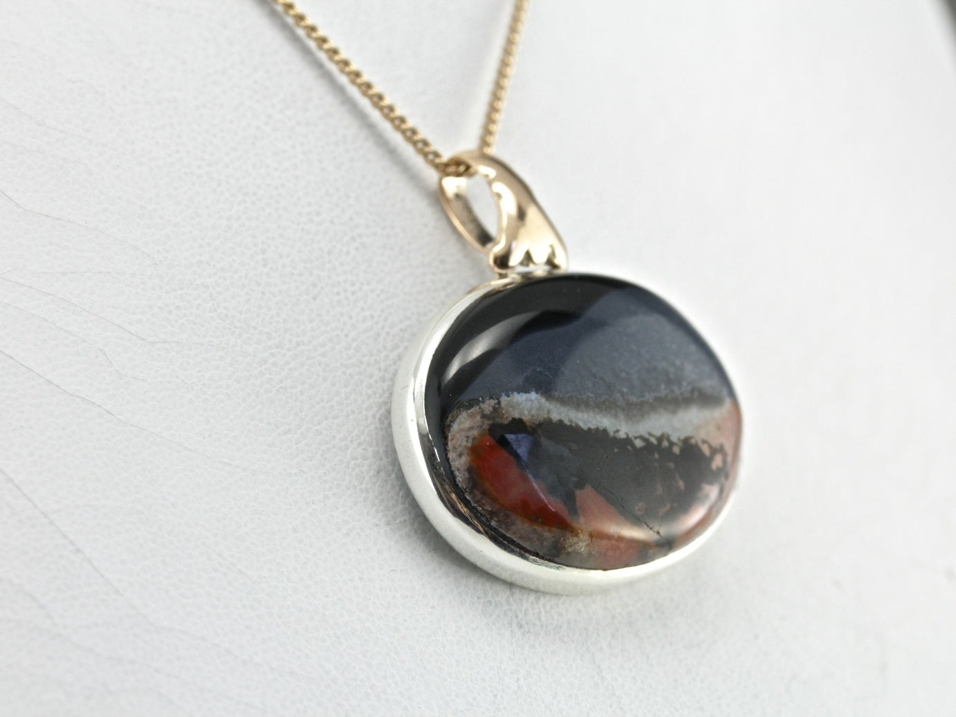 Carnelian Moss Agate Large Gemstone Pendant