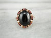 Black Onyx and Ruby Halo Ring