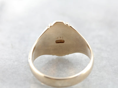 Antique Yellow Gold Signet Ring with Original Engraving