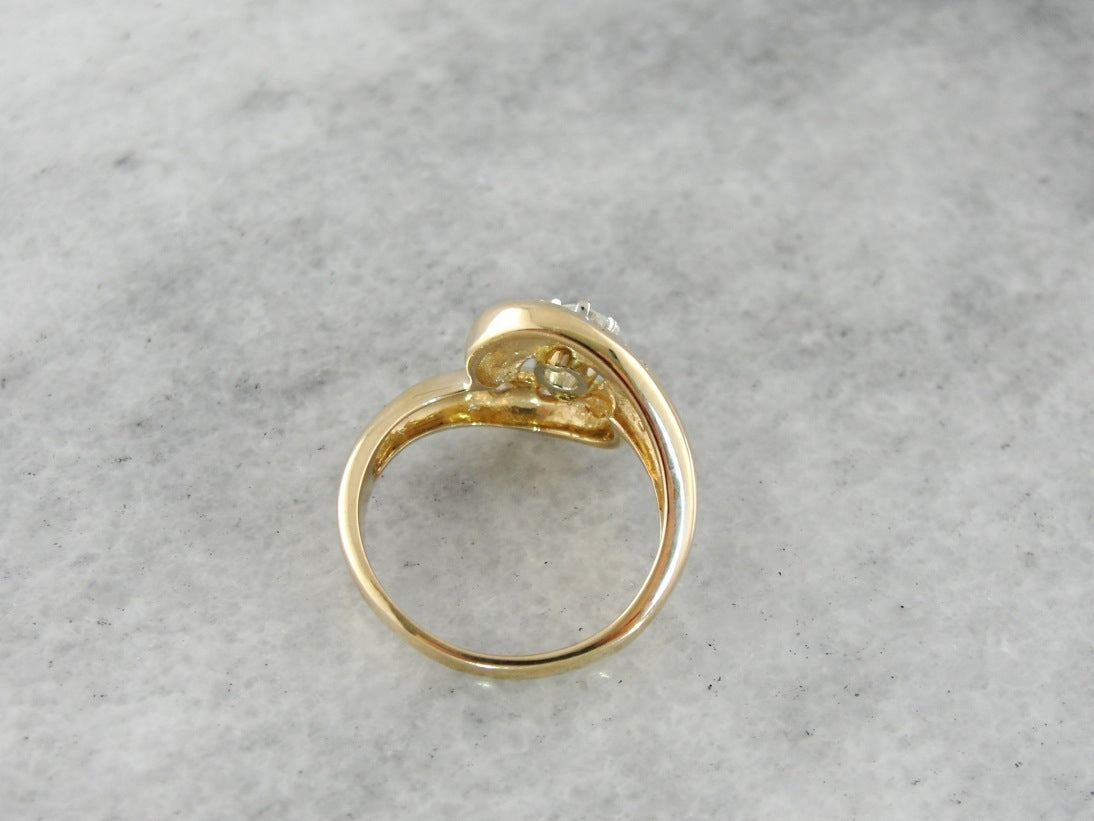 Mid Century Modern Diamond Cocktail Ring