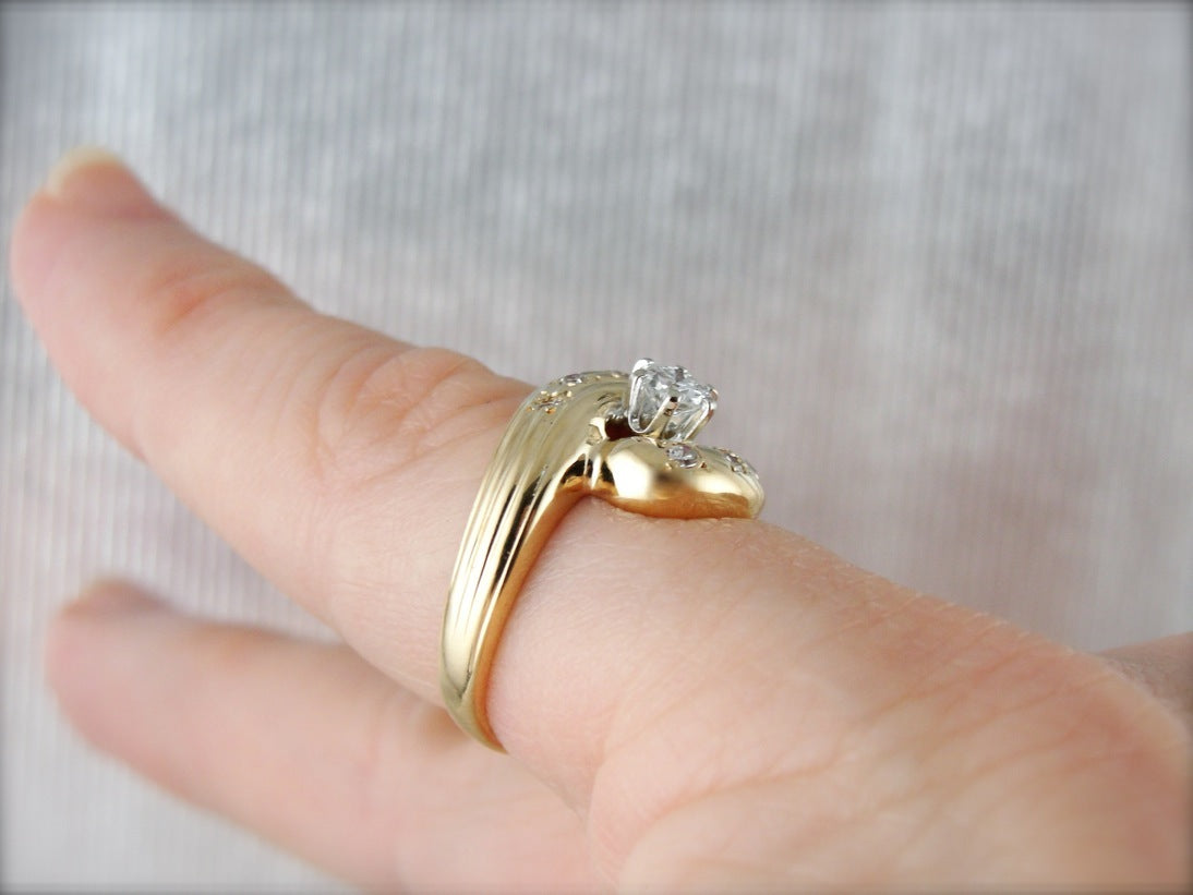 Mid Century Modern Diamond Cocktail Ring