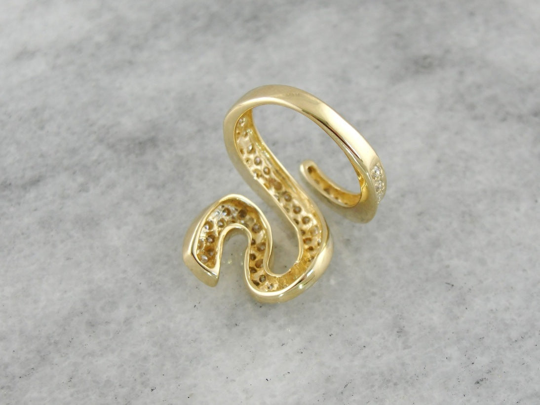 Stylized Diamond Serpent Cocktail Ring