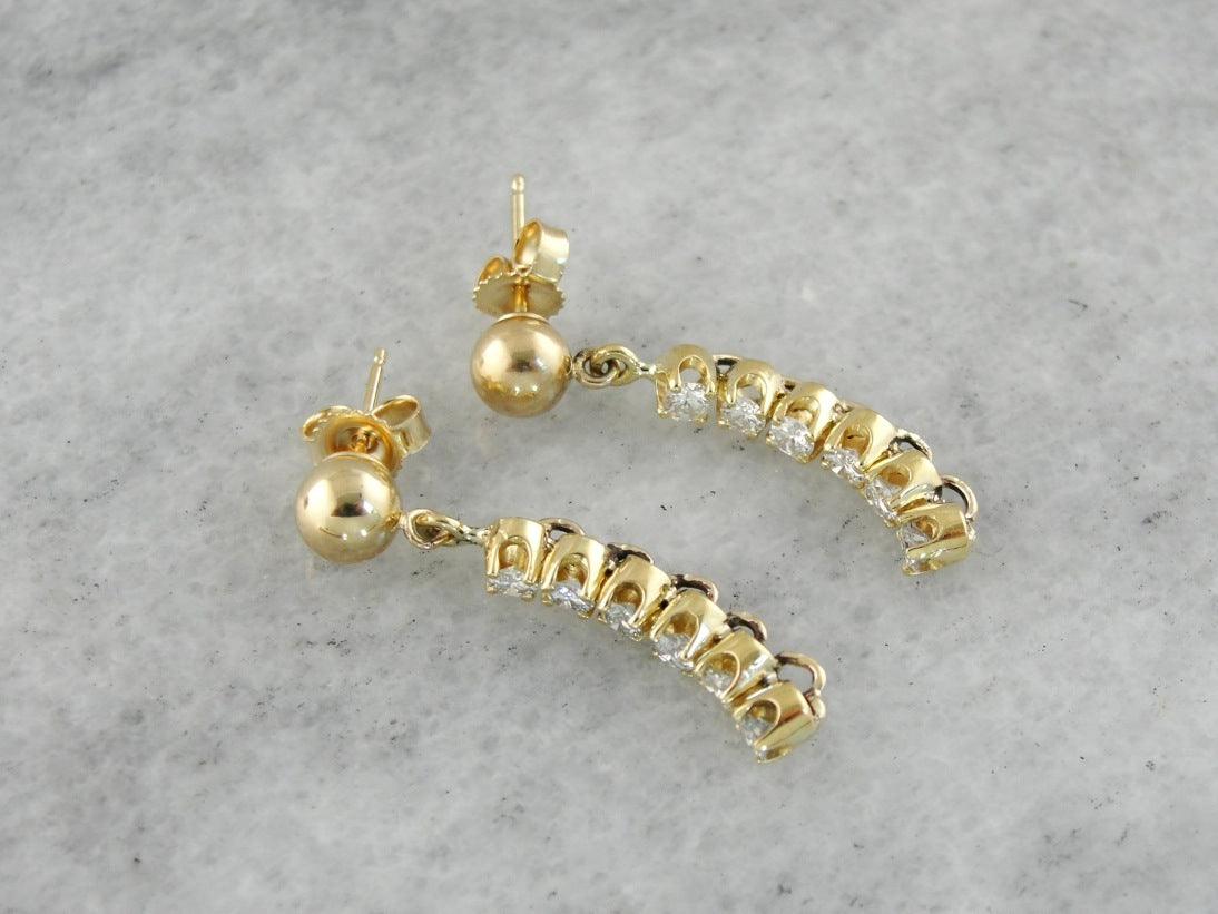 Sophisticated Diamond Curved Drop Earrings