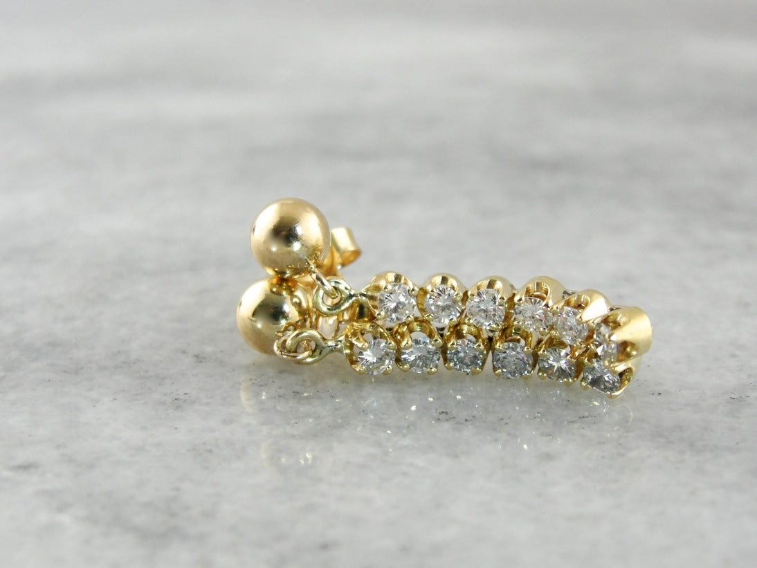 Sophisticated Diamond Curved Drop Earrings