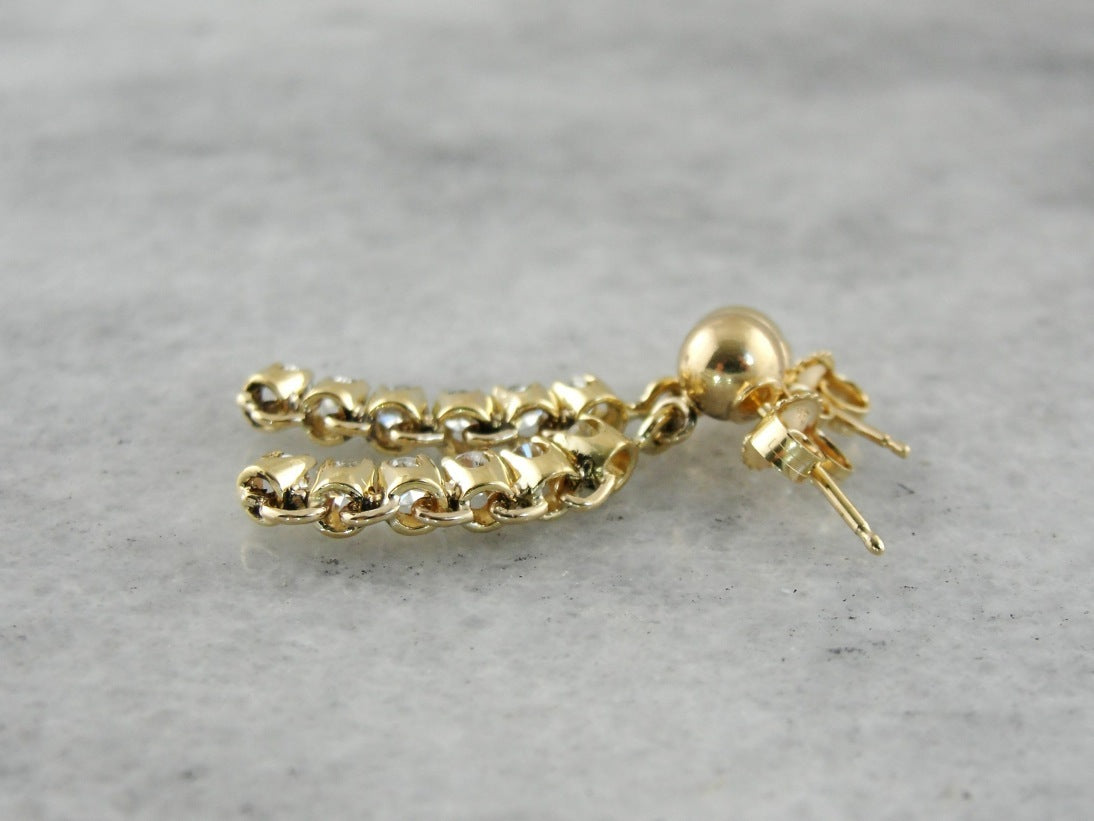 Sophisticated Diamond Curved Drop Earrings