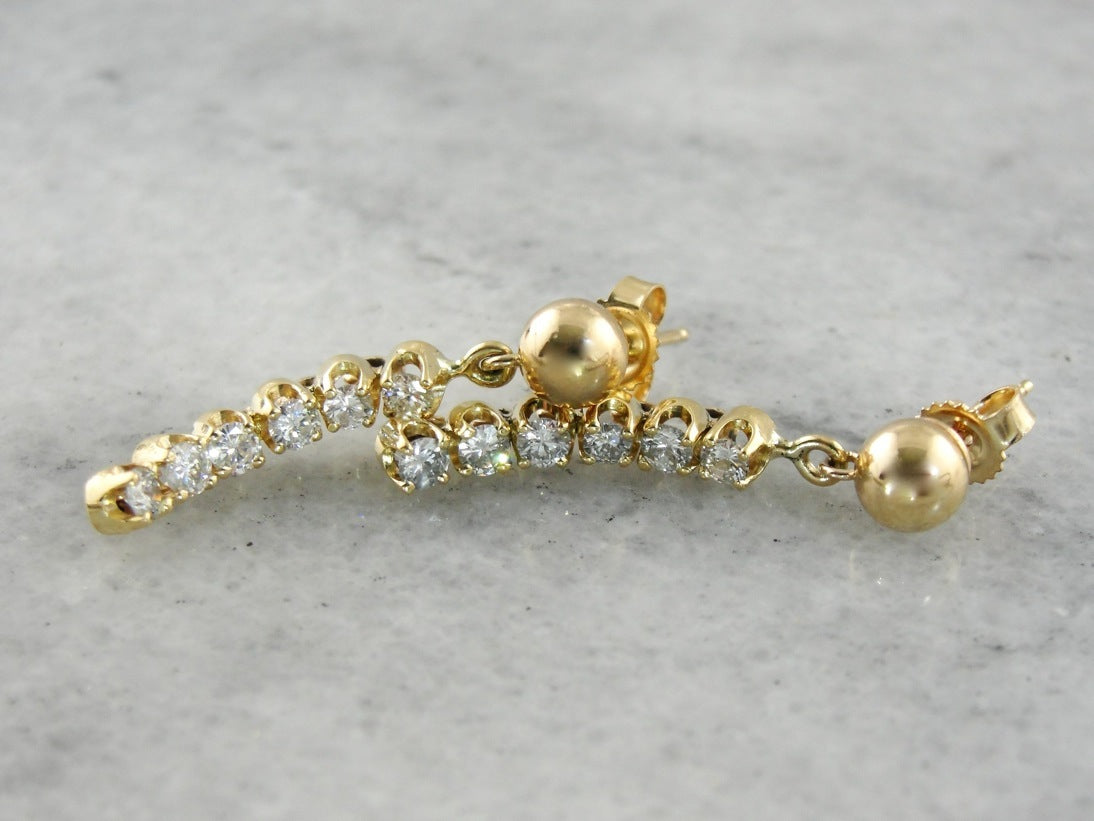 Sophisticated Diamond Curved Drop Earrings