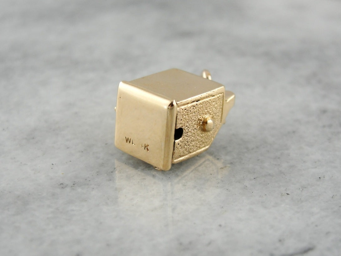 Jackpot! Vintage Working Slot Machine Enamel Rose Gold Charm