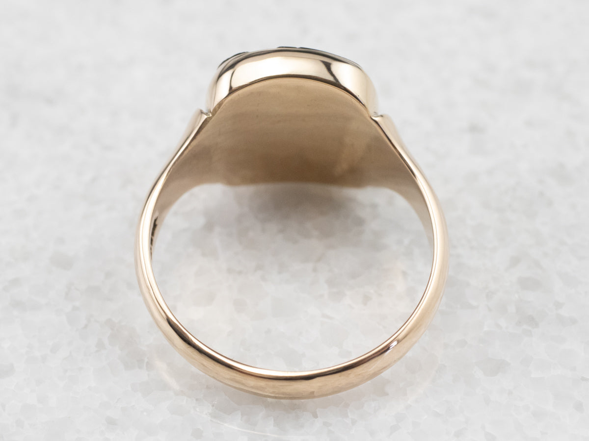 Vintage Black Onyx Cameo Gold Ring