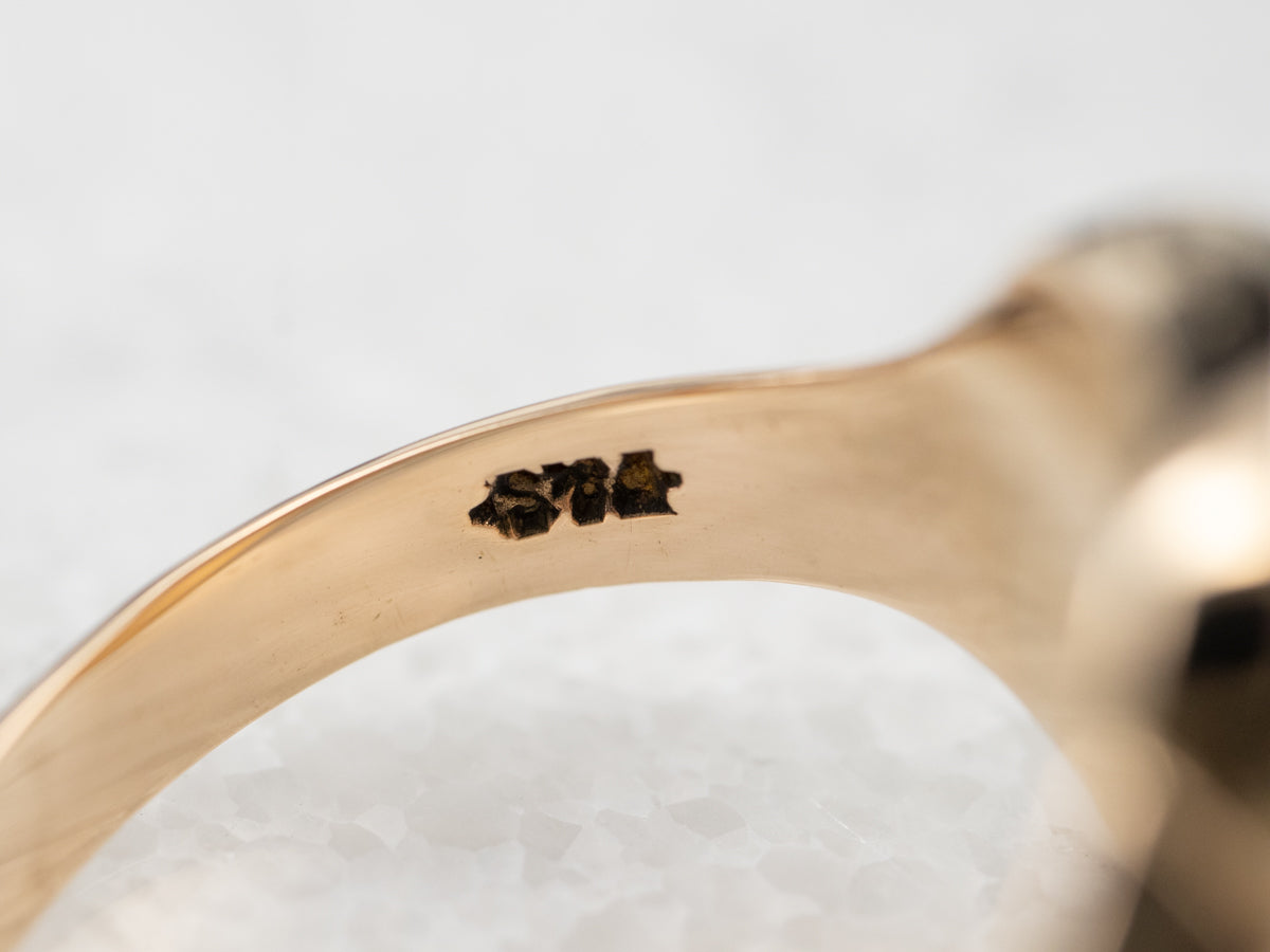 Vintage Black Onyx Cameo Gold Ring