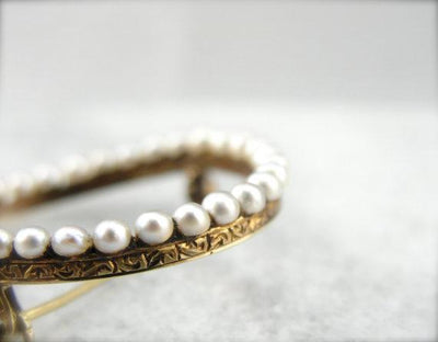 Antique Seed Pearl Circle Pin