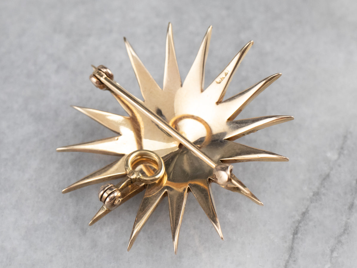 Victorian Seed Pearl Starburst Brooch Pendant