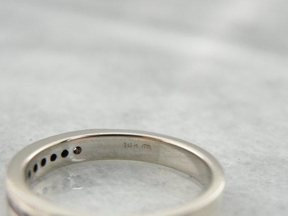 White Gold and Diamond Milgrain Edge Wedding Band