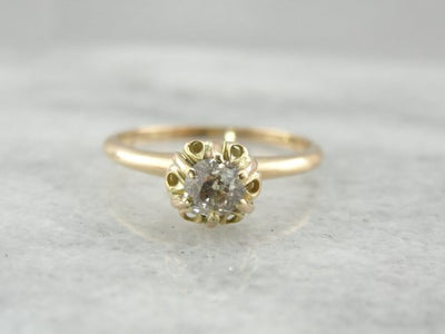 Antique Old Mine Cut Diamond Solitaire Engagement Ring