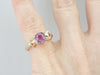 Retro Pink Sapphire Ring, 14K Yellow and White Gold Bow Shape