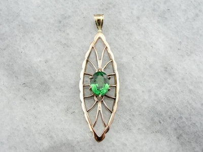 Art Nouveau Lavalier Pendant with Fine Green Garnet
