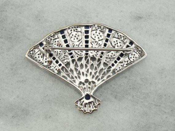 Sapphire and Diamond Fan Brooch