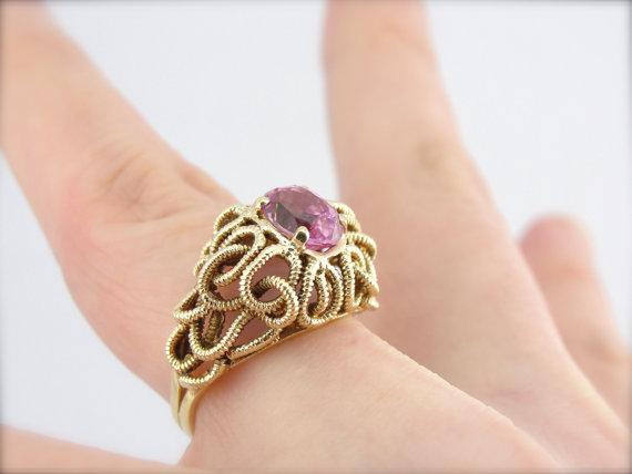 Modernist Woven Knot Pink Sapphire Ring