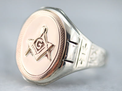 Men's Mixed Metal Masonic Ring