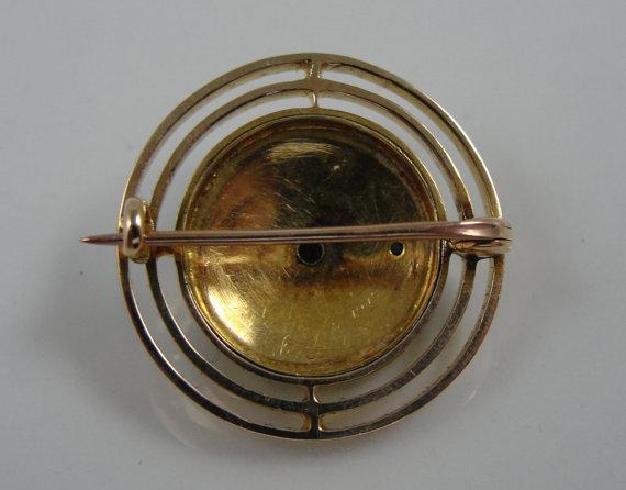 Rich Kelly Green Guilloche Enamel Brooch