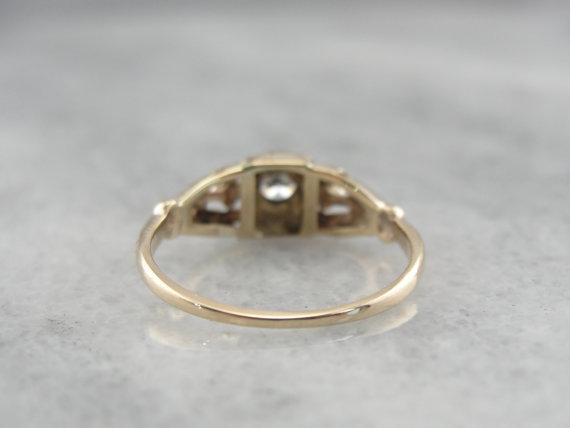 1940's Diamond Two Tone Gold Engagement Ring