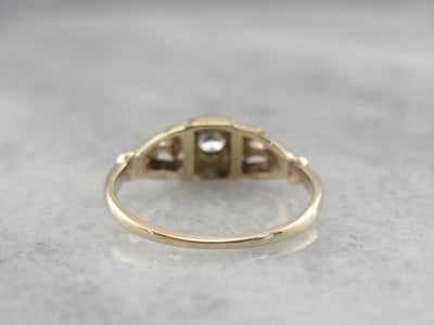 1940's Diamond Two Tone Gold Engagement Ring