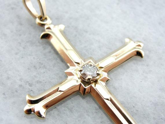 Cross Pendant with Diamond Center