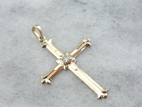 Cross Pendant with Diamond Center