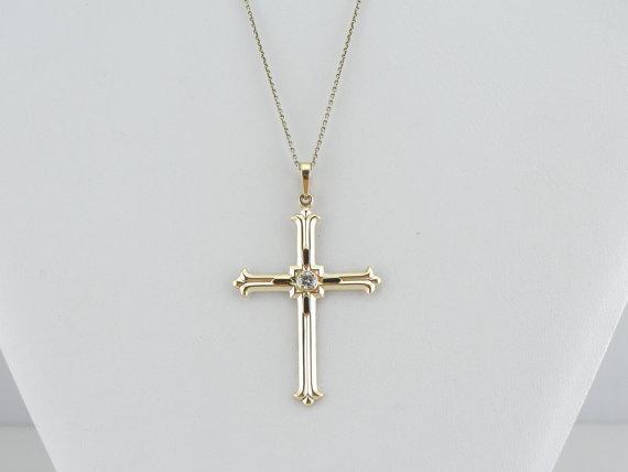 Cross Pendant with Diamond Center