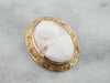 Pink and Creamy White Shell Cameo in Fine Gold Frame