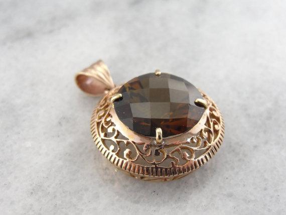 Dravite Tourmaline Rose Gold Filigree Pendant