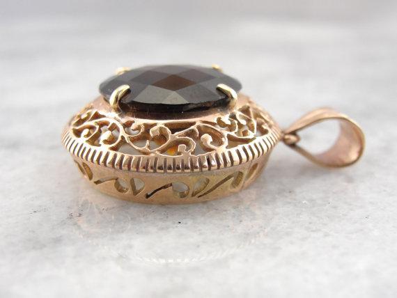 Colgante Dravite Turmalina Filigrana Oro Rosa