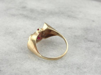 Ruby and Diamond Cocktail Ring from the Retro Era in Fine Gold