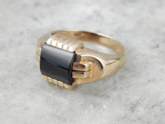 Mid Century Onyx Ring for Man or Lady