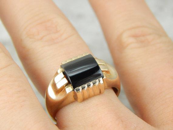 Mid Century Onyx Ring for Man or Lady