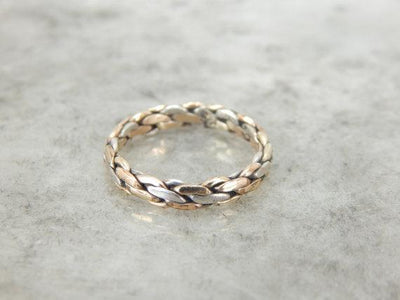 Sterling Silver and Rose Gold Chain Link Wedding Band