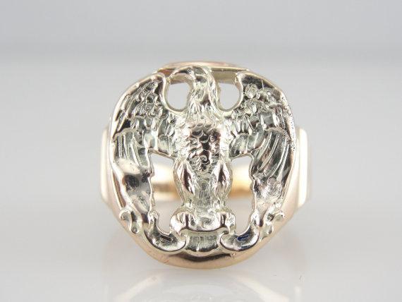 Rose and White Gold Eagle Ring from Vintage Components