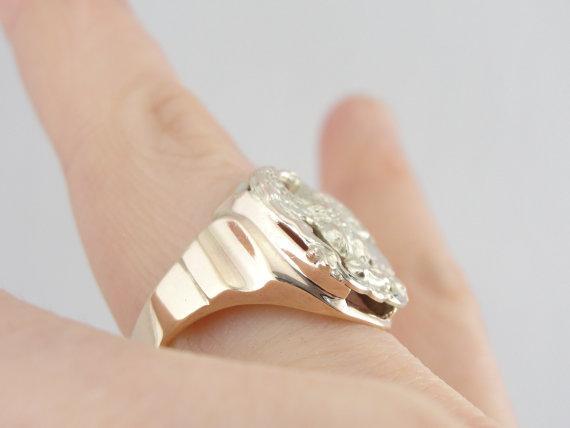 Rose and White Gold Eagle Ring from Vintage Components