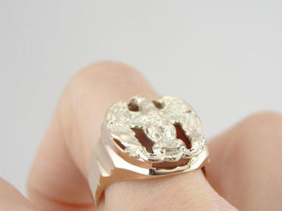 Rose and White Gold Eagle Ring from Vintage Components